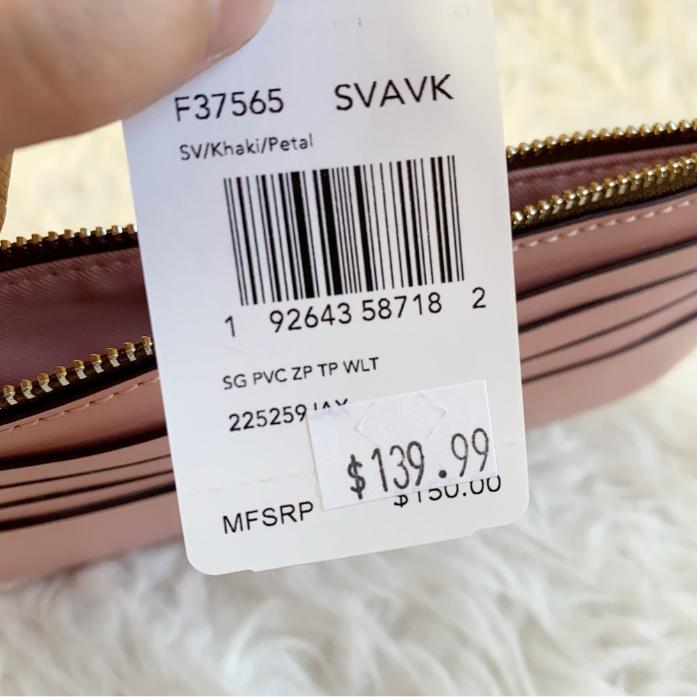 Coach Zip Top Wallet In Signature Canvas - Picture 6 of 6